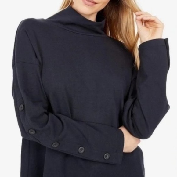 Madewell Button-Sleeve Turtleneck Top Medium - Picture 2 of 8